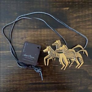 NWT Laurel Burch wild horses pin w/black leather